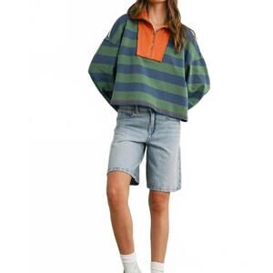 NEW BUTTERMELON rugby collar sweatshirt in green